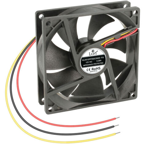 Ventilateur 12Vdc 92x92x25mm – Débit d'air 94,95m3/h – Châssis thermoplastique – Consommation 3,36W – Niveau sonore 36,8dB - Kld012pp092csws