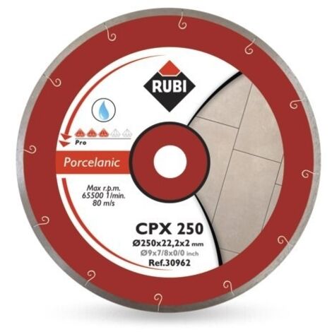 Rubi – Disque diamant pour meuleuse 250 mm – J-SLOT pour grès porcelaine – Coupe droite rapide – Technologie de soudure au laser