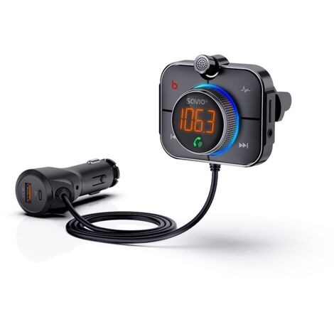Savio TR-14 Transmetteur FM z Bluetooth i ładowarką PD 87.6 - 107.9 MHz Bluetooth/USB Noir (1/5)