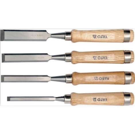 Yato – Coffret de 4 ciseaux à bois 10-25 mm – Lames en acier au chrome vanadium – Pour bois dur et teck – Coupe nette sans éclat