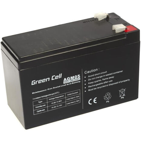 Batterie UPS Green Cell AGM05 Acide de plomb scellé (VRLA) 12 V 7,2 Ah (1/8)