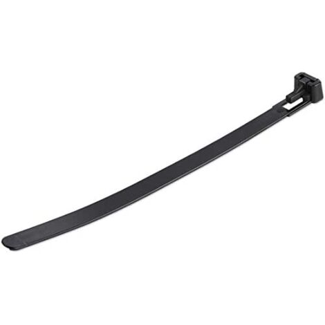 StarTech.com Liens de serrage réutilisables de 15cm - 7 mm de de large, 35 mm de de diamètre, résistent à une tension de 22 kg de, de nylon, pour intérieur/extérieur, 94V-2/UL, paquet de 100 - noir (1/5)