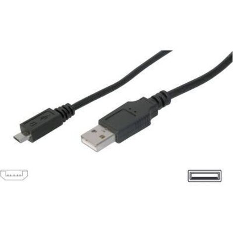 Digitus Câble USB USB 2.0 USB-A mâle, USB-Micro-B mâle 3.00 m noir AK-300110-030-S R42857 (1/2)