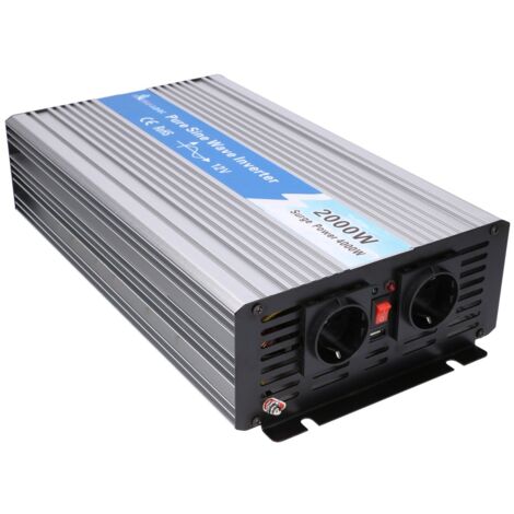 Convertisseur 12v 220v Pur Sinus 1000W -2 Prises EU AC Et 1 Onduleur Prise Usb Télécommande