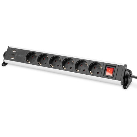 Digitus DA-70624 multiprise 6 prises 3 USB argent noir (1/5)
