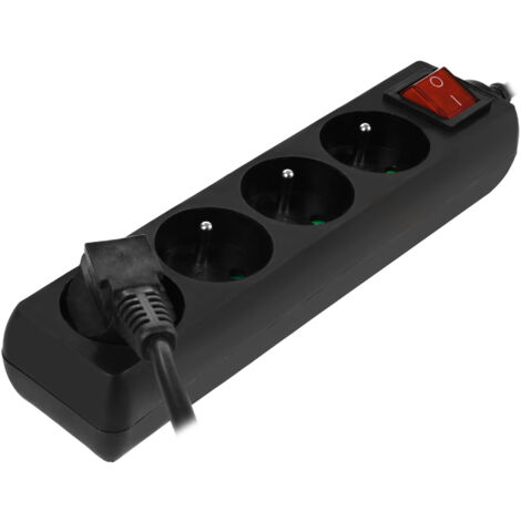 AWTOOLS HOME RALLONGE NOIR 4 PRISES 1,5 m AVEC MISE À LA TERRE, INTERRUPTEUR (1/3)