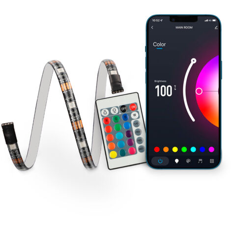KSIXBandes LED TV 55 pouces, Télécommande et App Control, 16 couleurs RVB, 4 modes dynamiques, 6 bandes of 53 cm, Découpable