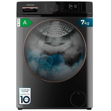 Cecotec – Lave-linge à chargement frontal 7 kg – Classe A – Moteur Inverter Plus – 1400 tr/min – Steam Max – 15 programmes – Fuzzy Logic