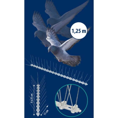 PICS ANTI-OISEAUX GREENMILL 1,25 m (5 modules x 0,25 m) INOX (1/2)