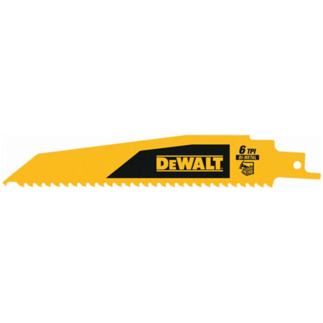 Lame de scie sabre DEWALT BIM Bois 152mm 6TPI 5 pièces