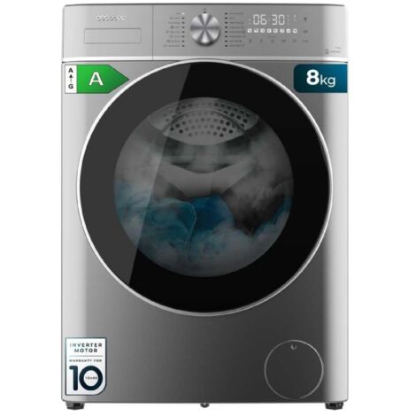 Cecotec Lave-linge 8Kg de Chargement frontal Bolero DressCode 8800 Inverter Steel A. 1400rpm, 2000W, 16 Programmes, Motor Inverter Plus, Faible consommation d'énergie, SteamMax, Chargement automatique (1/5)