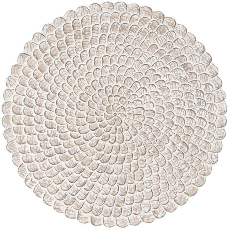 Décoration murale dkd home decor finition antique naturelle 120 x 3 x 120 cm blanc indien