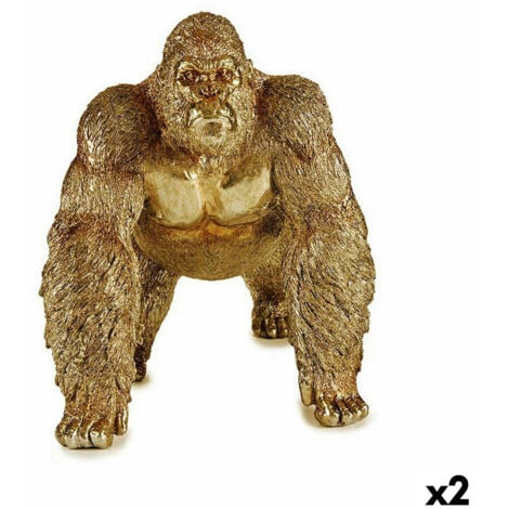 Figurine décorative de gorille doré 20 x 27,5 x 34 cm (2 pièces)