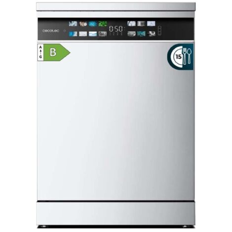 Cecotec – Lave-vaisselle 60cm 15 couverts – Classe B – Moteur Inverter Plus – O2 Dry – Turbo Dry+ – Dual Zone Wash – Écran FullColor XXL