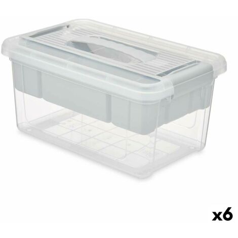Boîte polyvalente en plastique transparent gris 5 l 29,5 x 14,5 x 19,2 cm (6 pcs.)