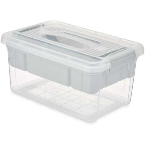 Boîte polyvalente en plastique transparent gris 5 l 29,5 x 14,5 x 19,2 cm (6 pcs.)