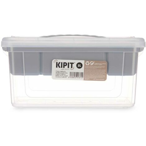 Boîte polyvalente en plastique transparent gris 5 l 29,5 x 14,5 x 19,2 cm (6 pcs.)