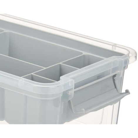 Boîte polyvalente en plastique transparent gris 5 l 29,5 x 14,5 x 19,2 cm (6 pcs.)
