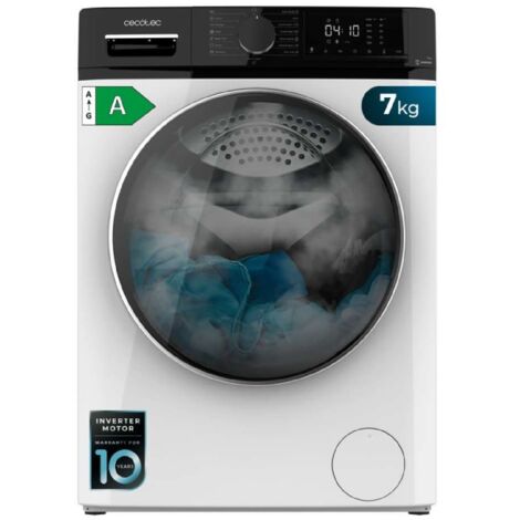 Cecotec – Lave-linge à chargement frontal 7 kg – Classe A – Moteur Inverter Plus – 1400 tours/minute – Fonction vapeur – 15 programmes