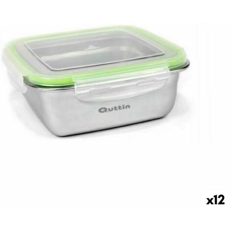 Boîte à lunch hermétique quttin carrée en acier inoxydable 400 ml 12 x 12 x 12 x 6 cm (12 pièces)