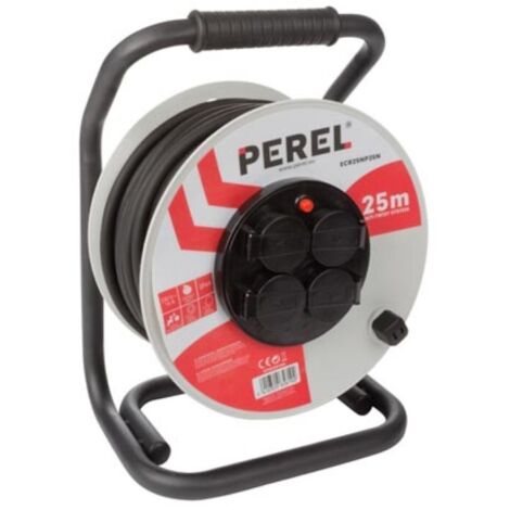 Enrouleur De Chantier 25m 3G2.5 IP44 - 4 Prises 16A, Câble H07RN-F, Anti-Twist, Garantie 2 Ans