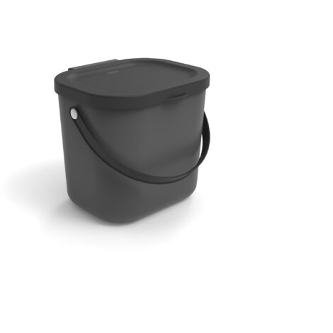Rotho Albula Bio-déchets 6l avec couvercle pour la cuisine, plastique sans BPA (PP), anthracite, 6l (23,5 x 20,0 x 20,8 cm) (1/6)