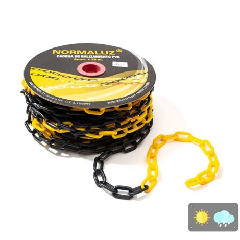 Chaîne De Barrage Plastique Noir Et Jaune 5mm - Rouleau De 25m (KATSU)