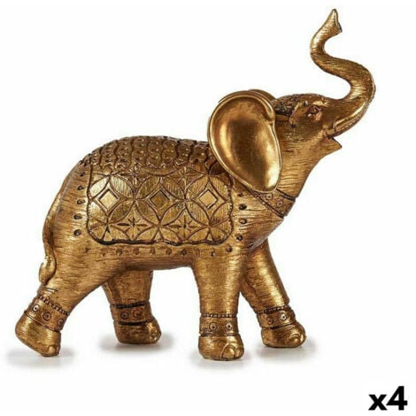 Figurine décorative d'éléphant doré 27,5 x 27 x 11 cm (4 unités)