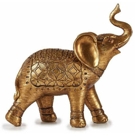Figurine décorative d'éléphant doré 27,5 x 27 x 11 cm (4 unités)
