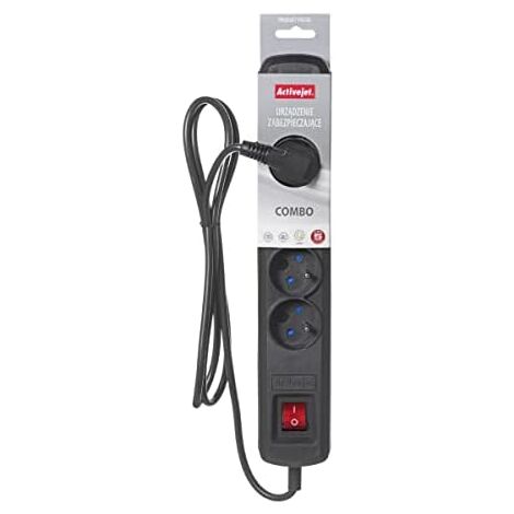 Activejet ACP-5GN 1,5M CZ base multiple 5 prises AC Intérieur Noir (1/5)