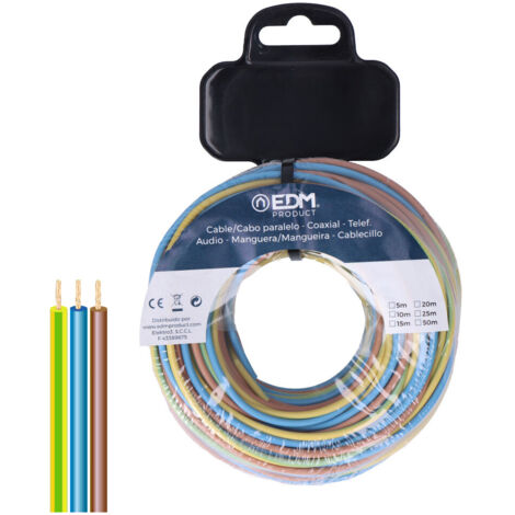 EDM Produit Cable Parallèle EDM 28735 Bleu Marron 15 m Bobine h07z1-k - Brand EAN : 8425998287356 (1/2)
