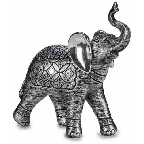 Figurine d'éléphant décorative en argent 27,5 x 27 x 11 cm (4 pièces)