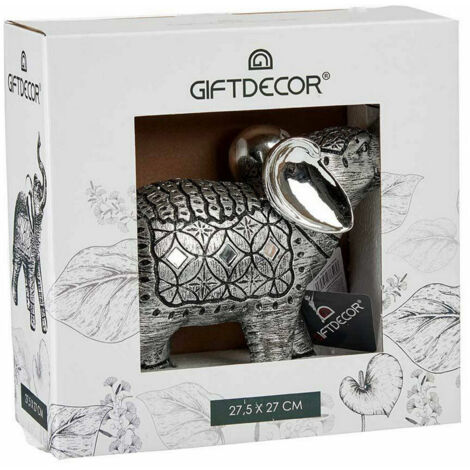 Figurine d'éléphant décorative en argent 27,5 x 27 x 11 cm (4 pièces)
