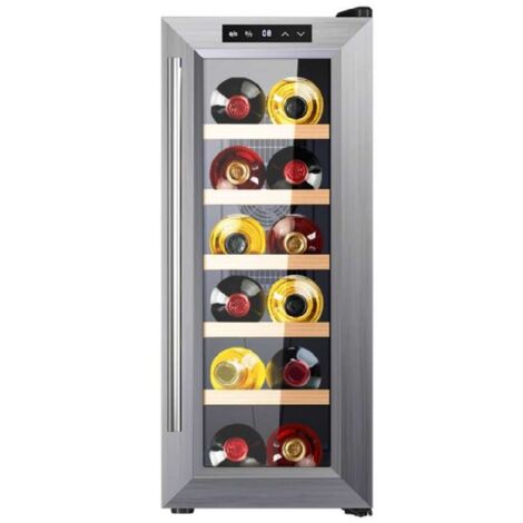 Cecotec – Cave à vin de service 12 bouteilles – Refroidissement thermoélectrique silencieux 35 dB – Température réglable 8 à 18 ºC – Éclairage LED intérieur