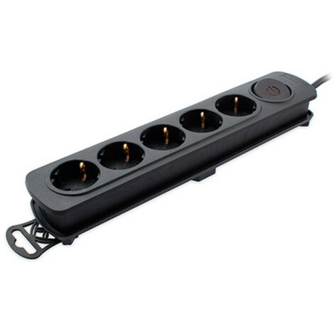 TM Electron TMUAD205BK - Socle multiprise de 5 prises avec interrupteur, couleur noire (1/4)