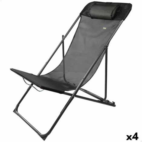 Chaise Longue De Jardin Pliante Aktive - Noir, 2 Positions, Poids Max 110 Kg, Dimensions 47x95x75 Cm (assis), Tissu Polyester, Structure Acier
