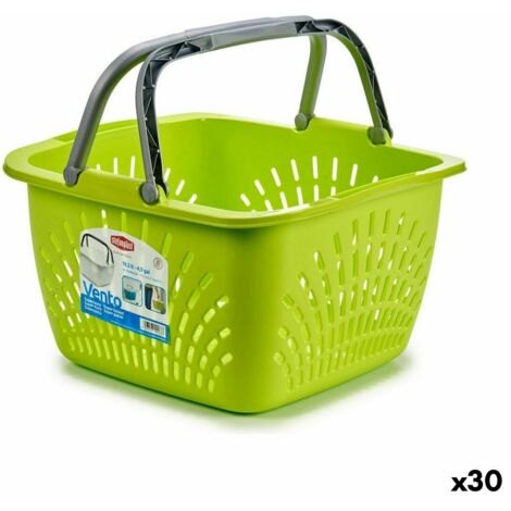 Panier Rangement SUNDIS Pixel 16L - Plastique Recyclé Vert Sauge, Empilable, Ajouré, Made In France