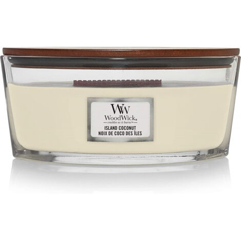 Woodwick Bougie parfumée Ellipse, beige (noix de coco des îles), 453g (1/2)