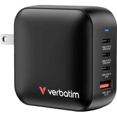 Verbatim Mini GaN Chargeur 100W Universal Black Current alterna Quick Charge Indoor (1/5)
