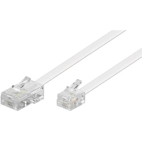 Câble Téléphonique Modulaire, conducteur en aluminium plaqué cuivre (CCA), Connecteur RJ45 (8P4C)  Prise RJ11/RJ14 (6P4C). Longueur de câble 3 m