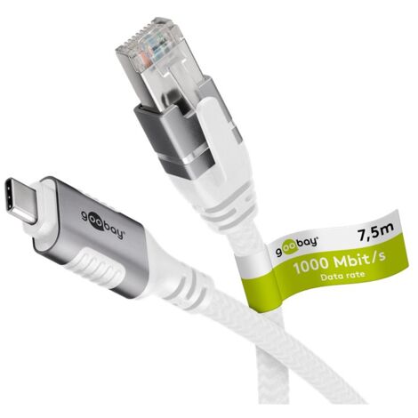 Câble Ethernet USB-C™ 3.1 vers RJ45, 7,5 m, connecte un routeur, modem ou switch réseau au port USB-C™ de l'ordinateur portable, tablette ou smartphone. Longueur de câble 7.5 m (1/5)