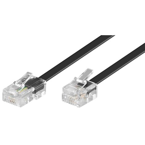68530 Câble RJ11 vers RJ45 – 3m noir – Conducteur aluminium plaqué cuivre – Blindage multicouche contre interférences – Goobay