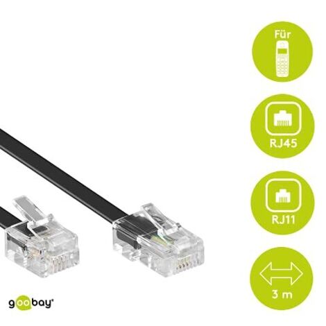 GOOBAY 60660: Câble Téléphonique DSL - VDSL, Prise TAE-F > Prise RJ45 Noir Goobay 60660 P340860
