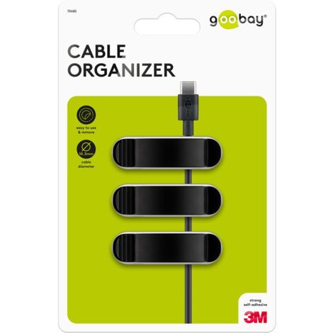 70685 Goobay 3 Slot Cable Management - Noir - Lot de 3 clips de gestion de câbles à trois fentes (1/5)