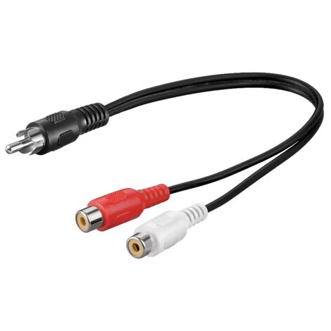 Câble Adaptateur Y Audio, 1x RCA Mâle Stéréo vers 2x RCA Femelle, Connecteur Cinch  2 prises femelles Cinch (audio à gauche/droite). Longueur de câble 0.2 m (1/4)