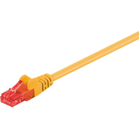 CAT 6 Câble Patch, U/UTP, jaune, conducteur en aluminium plaqué cuivre (CCA). Longueur de câble 2 m (1/2)