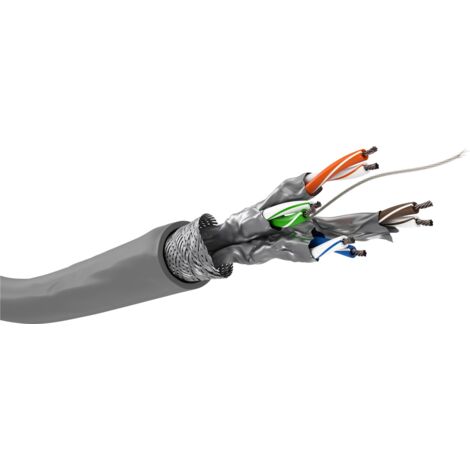 CAT 6 Câble Réseau, S/FTP (PiMF), gris, mélange de cuivre CCA pour applications SOHO, AWG 26/7 (stranded), LSZH. Longueur de câble 305 m (1/4)