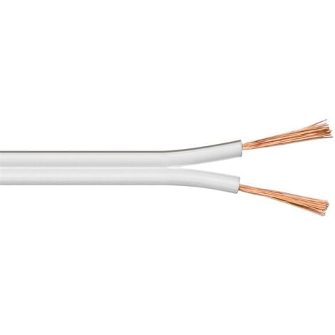 Câble de Haut-parleur blanc, Rouleau de 25 m, section de 2 x 2,5 mm², CCA. Longueur de câble 25 m