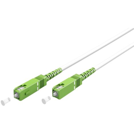 Câble à Fibre Optique (FTTH), Singlemode (OS2) White, blanc (Simplex), 0,5 m, fibre optique, Connecteur SC-APC (8°) Connecteur SC-APC (8°), gaine de câble sans halogène (LSZH). Longueur de câble 0.5 (1/4)