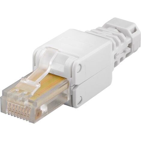 Connecteur RJ45 sans Outil CAT 5e UTP non Blindé, Pour 4 diamètres de câble (5,2 mm/6,0 mm/6,4 mm/7,5 mm), bornier pour montage IDC sans outils. (1/5)